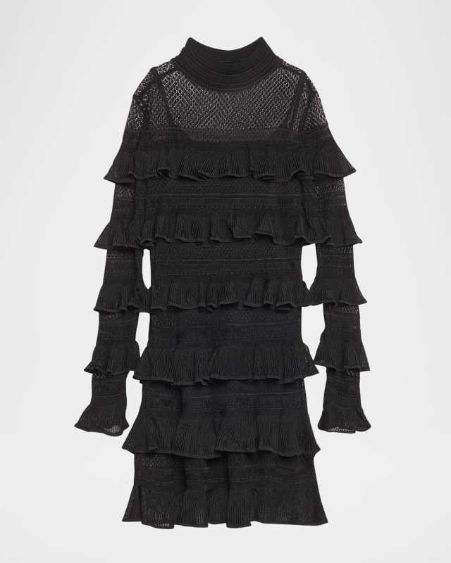 Crush High-Neck Frilled Mini Dress